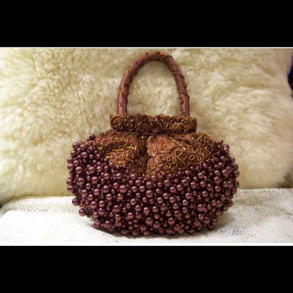 Pearl Beaded Bag (Brown)